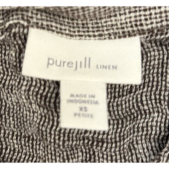 Pure Jill J. Jill Linen Textured Semi Sheer Top Gauze Gray Size Petite XS Beach - Picture 2 of 4